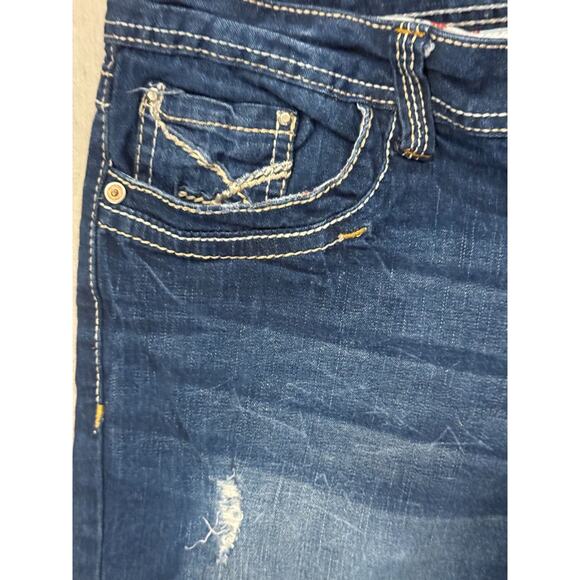 Amethyst Cutt-Off Jeans Shorts Womens Size 11 Blue Faded Denim Cuffed Distressed - Picture 4 of 9